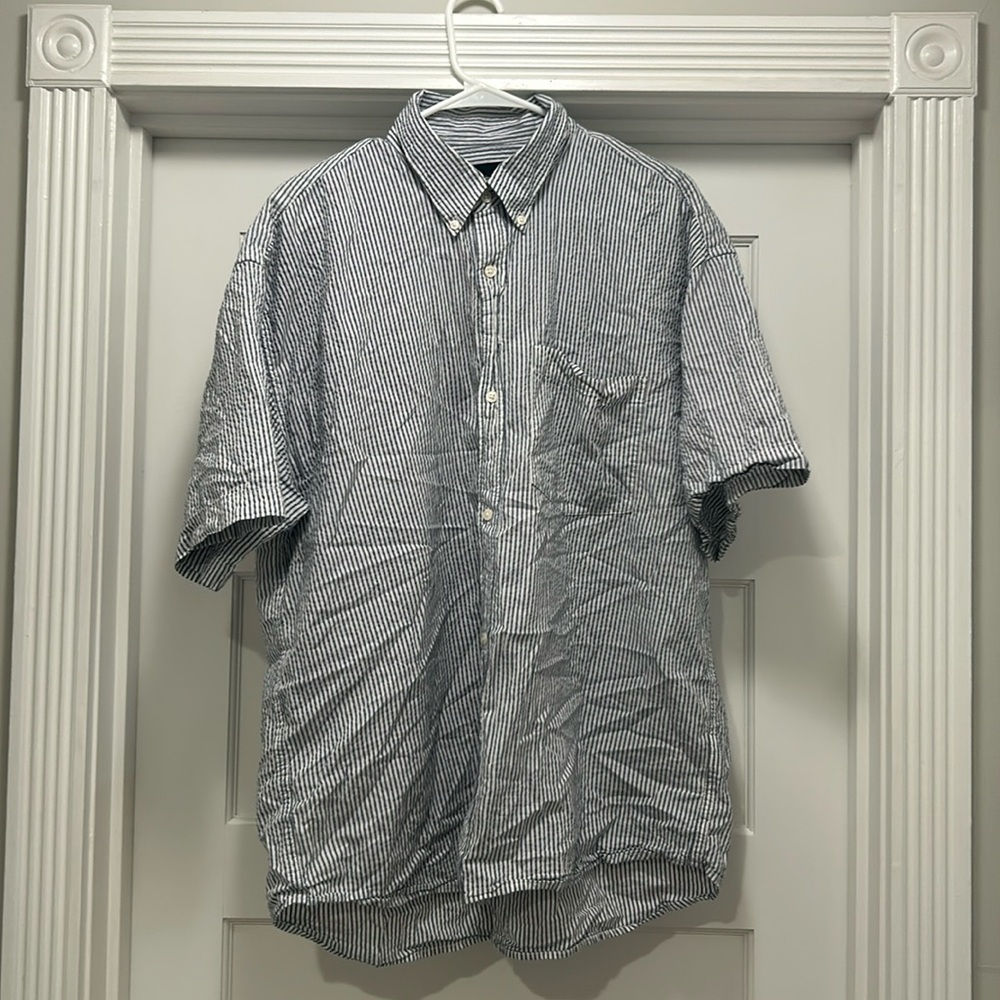 Abercrombie & Fitch - Blue/White Seersucker Button Down, NWOT, XL Oversized